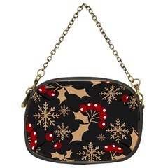 Christmas Pattern With Snowflakes Berries Chain Purse (two Sides) by pakminggu