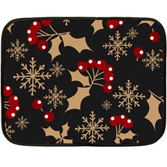 Christmas Pattern With Snowflakes Berries Two Sides Fleece Blanket (mini) by pakminggu