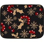 Christmas Pattern With Snowflakes Berries Two Sides Fleece Blanket (Mini) 35 x27  Blanket Front