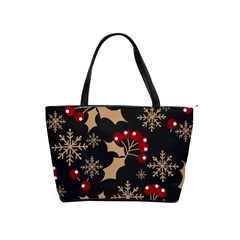 Christmas Pattern With Snowflakes Berries Classic Shoulder Handbag by pakminggu