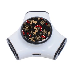 Christmas Pattern With Snowflakes Berries 3-port Usb Hub