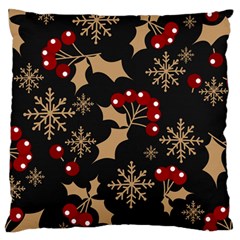 Christmas Pattern With Snowflakes Berries Standard Premium Plush Fleece Cushion Case (two Sides) by pakminggu