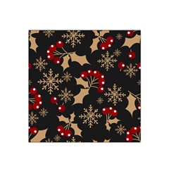 Christmas Pattern With Snowflakes Berries Satin Bandana Scarf 22  X 22  by pakminggu