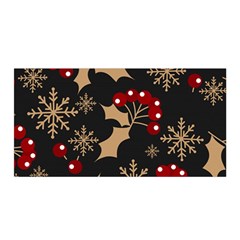 Christmas Pattern With Snowflakes Berries Satin Wrap 35  X 70  by pakminggu