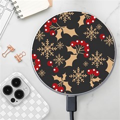 Christmas Pattern With Snowflakes Berries Wireless Fast Charger(white) by pakminggu