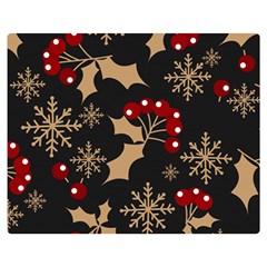 Christmas Pattern With Snowflakes Berries Premium Plush Fleece Blanket (medium) by pakminggu