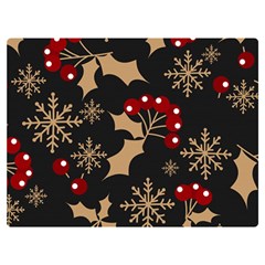 Christmas Pattern With Snowflakes Berries Premium Plush Fleece Blanket (extra Small) by pakminggu