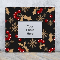 Christmas Pattern With Snowflakes Berries White Wall Photo Frame 5  X 7  by pakminggu