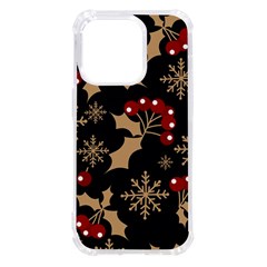 Christmas Pattern With Snowflakes Berries Iphone 14 Pro Tpu Uv Print Case by pakminggu