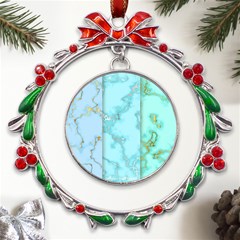 Background Marble Set Metal X mas Wreath Ribbon Ornament by pakminggu