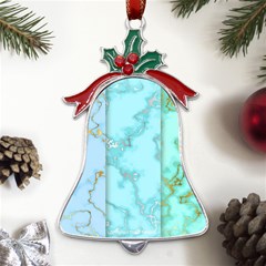 Background Marble Set Metal Holly Leaf Bell Ornament