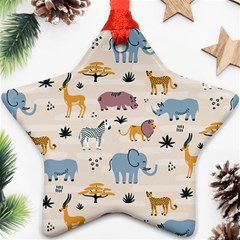 Wild Animals Seamless Pattern Ornament (star) by pakminggu