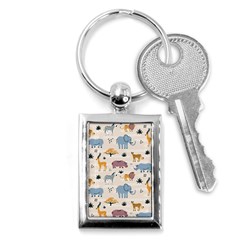 Wild Animals Seamless Pattern Key Chain (rectangle) by pakminggu