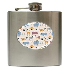 Wild Animals Seamless Pattern Hip Flask (6 Oz) by pakminggu