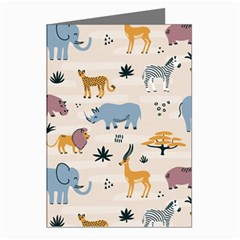 Wild Animals Seamless Pattern Greeting Cards (pkg Of 8) by pakminggu