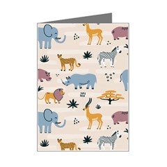 Wild Animals Seamless Pattern Mini Greeting Card by pakminggu