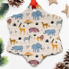 Wild Animals Seamless Pattern Ornament (snowflake) by pakminggu