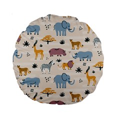 Wild Animals Seamless Pattern Standard 15  Premium Round Cushions by pakminggu