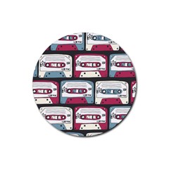 Music Symbols Rock Music Seamless Pattern Rubber Round Coaster (4 Pack) by pakminggu