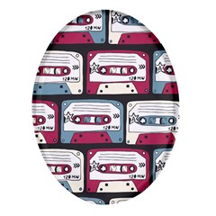 Music Symbols Rock Music Seamless Pattern Oval Glass Fridge Magnet (4 Pack)