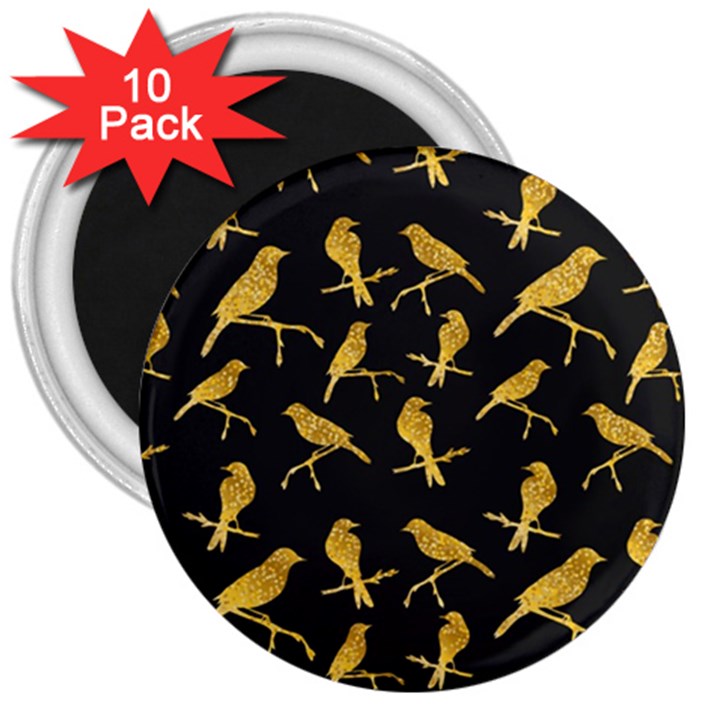 Background With Golden Birds 3  Magnets (10 pack) 