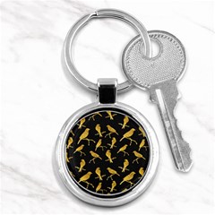 Background With Golden Birds Key Chain (round) by pakminggu