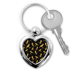 Background With Golden Birds Key Chain (heart) by pakminggu