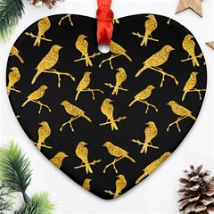 Background With Golden Birds Heart Ornament (two Sides) by pakminggu