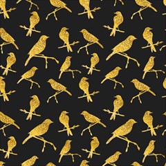 Background With Golden Birds Play Mat (square) by pakminggu