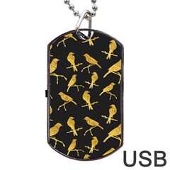 Background With Golden Birds Dog Tag Usb Flash (one Side) by pakminggu