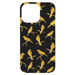 Background With Golden Birds Iphone 14 Pro Max Black Uv Print Case by pakminggu