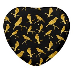 Background With Golden Birds Heart Glass Fridge Magnet (4 Pack) by pakminggu