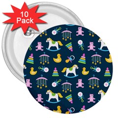 Cute Babies Toys Seamless Pattern 3  Buttons (10 Pack)  by pakminggu