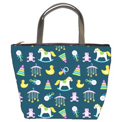 Cute Babies Toys Seamless Pattern Bucket Bag by pakminggu