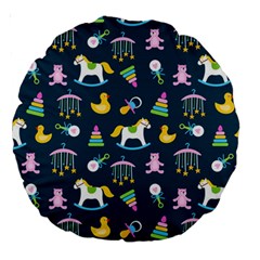 Cute Babies Toys Seamless Pattern Large 18  Premium Round Cushions by pakminggu