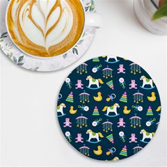 Cute Babies Toys Seamless Pattern Uv Print Round Tile Coaster by pakminggu