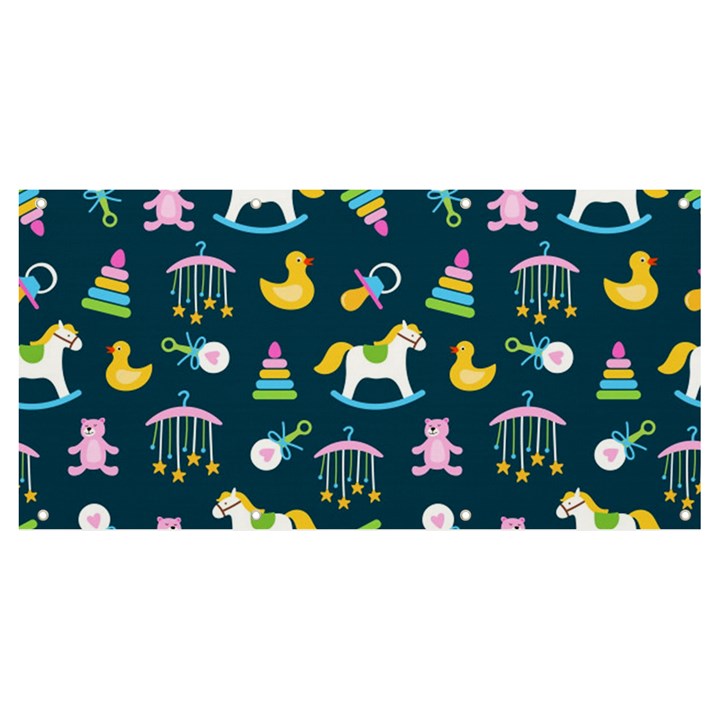 Cute Babies Toys Seamless Pattern Banner and Sign 8  x 4 