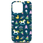 Cute Babies Toys Seamless Pattern iPhone 14 Pro Max Black UV Print Case Front