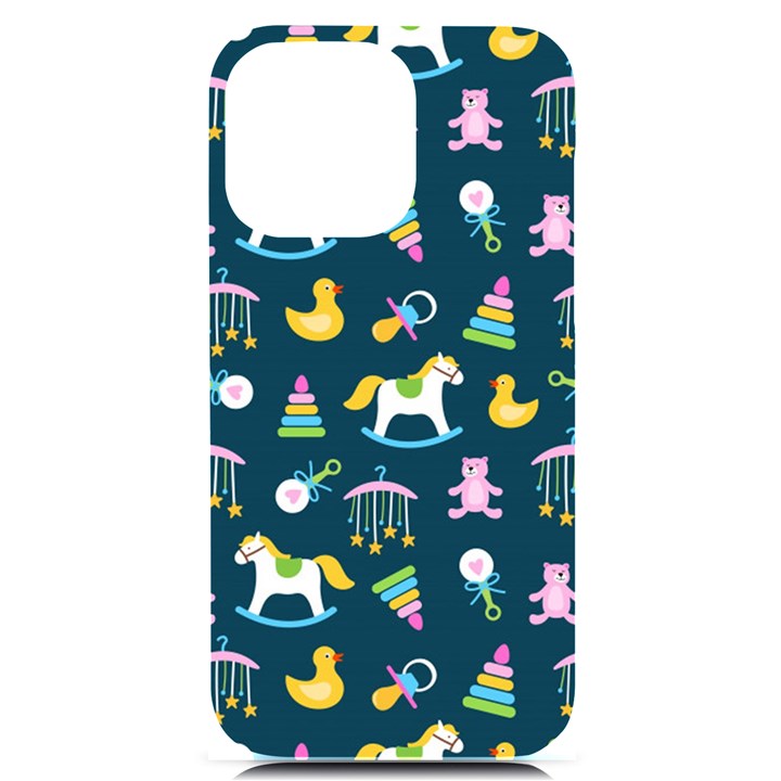 Cute Babies Toys Seamless Pattern iPhone 14 Pro Max Black UV Print Case