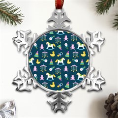 Cute Babies Toys Seamless Pattern Metal Small Snowflake Ornament by pakminggu