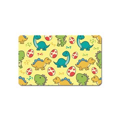 Seamless Pattern With Cute Dinosaurs Character Magnet (name Card) by pakminggu