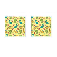 Seamless Pattern With Cute Dinosaurs Character Cufflinks (square)