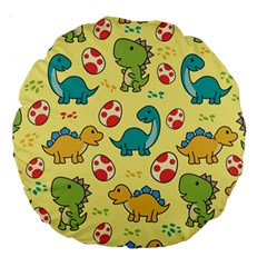 Seamless Pattern With Cute Dinosaurs Character Large 18  Premium Round Cushions by pakminggu