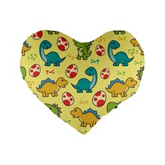 Seamless Pattern With Cute Dinosaurs Character Standard 16  Premium Heart Shape Cushions by pakminggu