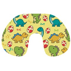 Seamless Pattern With Cute Dinosaurs Character Travel Neck Pillow by pakminggu