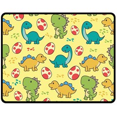 Seamless Pattern With Cute Dinosaurs Character Two Sides Fleece Blanket (medium) by pakminggu