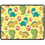 Seamless Pattern With Cute Dinosaurs Character Two Sides Fleece Blanket (Medium) 58.8 x47.4  Blanket Front