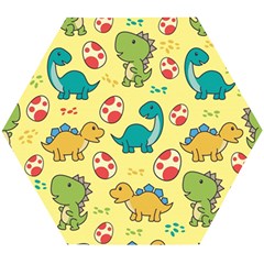 Seamless Pattern With Cute Dinosaurs Character Wooden Puzzle Hexagon by pakminggu