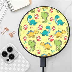 Seamless Pattern With Cute Dinosaurs Character Wireless Fast Charger(black) by pakminggu