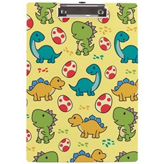 Seamless Pattern With Cute Dinosaurs Character A4 Acrylic Clipboard by pakminggu